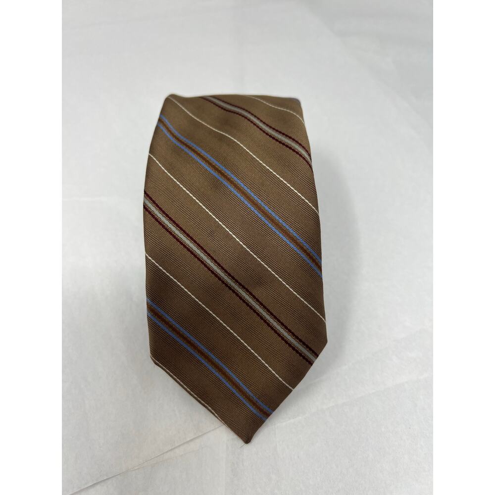 Lanvin Silk Twill Tie Brown Diagonal Stripe‎ New York Paris
